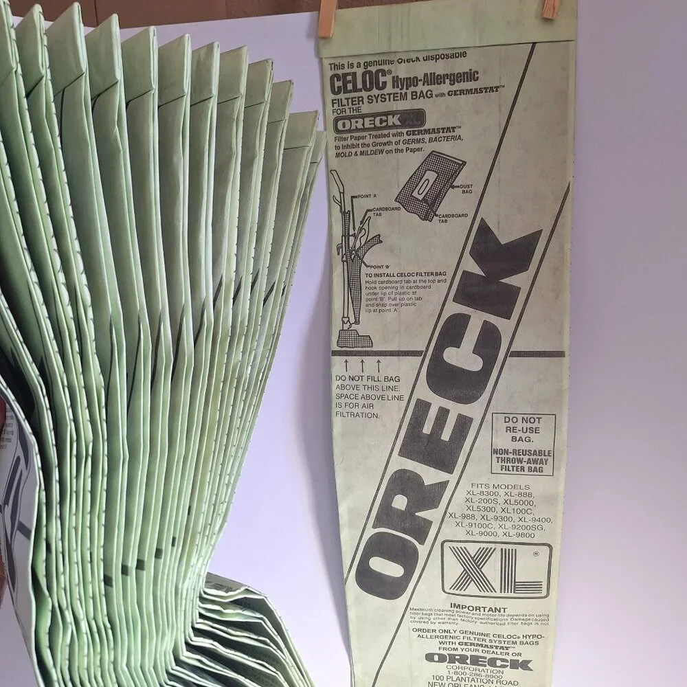 Oreck XL Vacuum Celoc Hypo-Allergenic 16 Disposable Filter Bags With Germastat - Picture 1 of 8